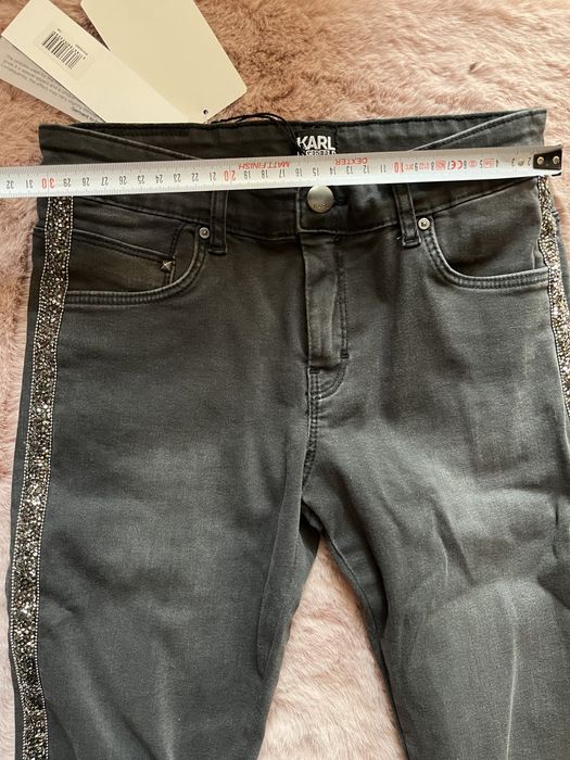 Karl Lagerfeld spodnie jeansowe dżinsy z cyrkoniami r XXS xs slim fit