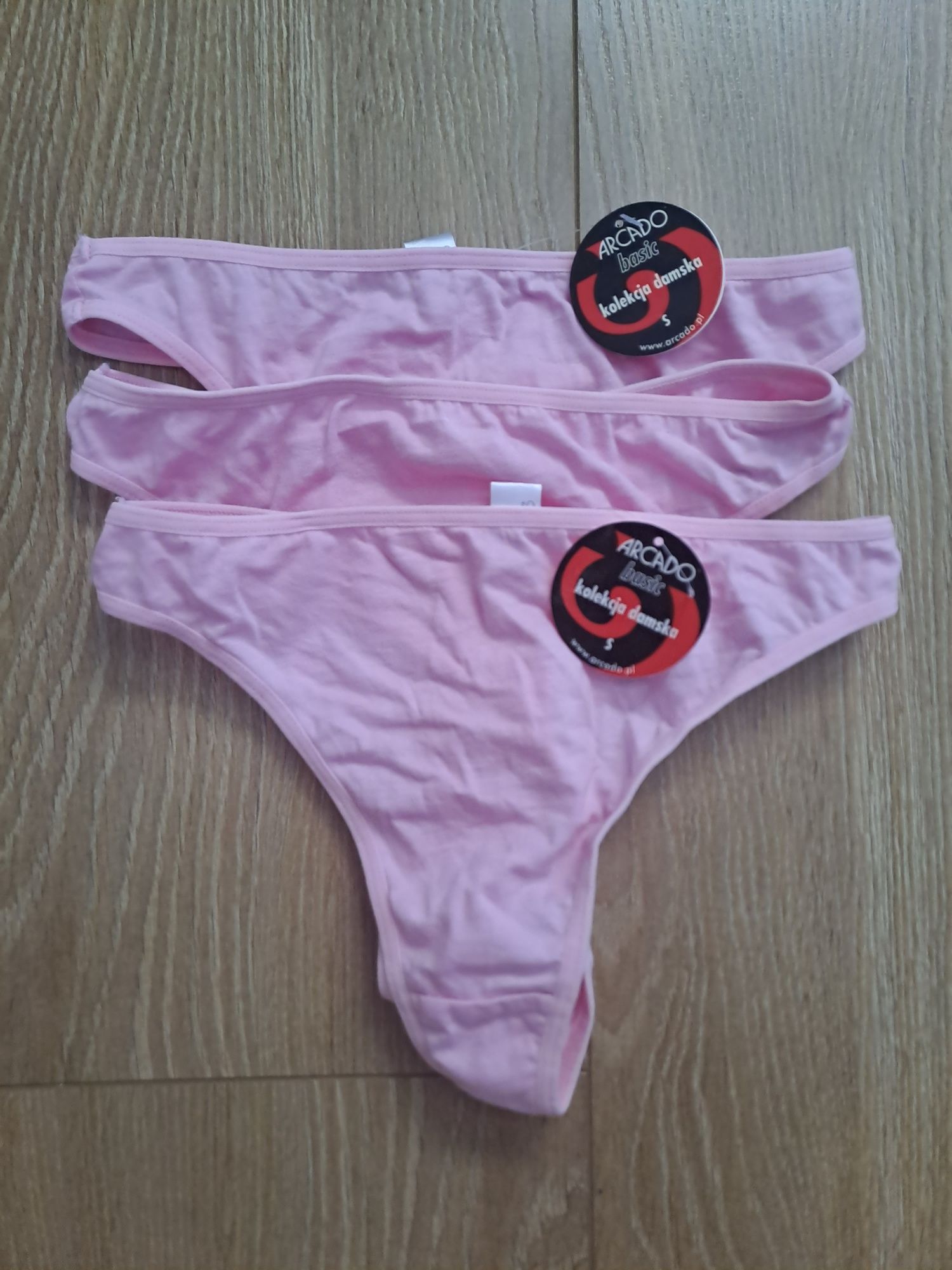 2+1 3x Stringi damskie Atlantic, rozmiar S, kolor różowy