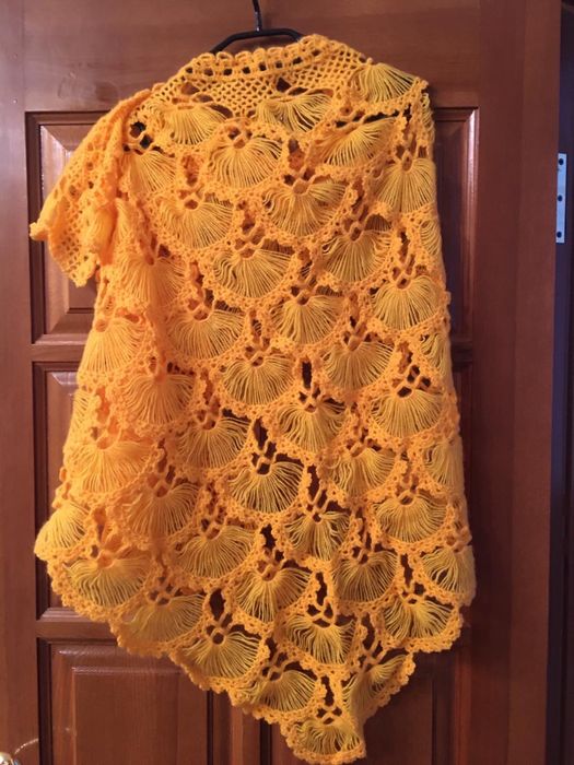 Шаль ажурна, жовта(ручна робота)