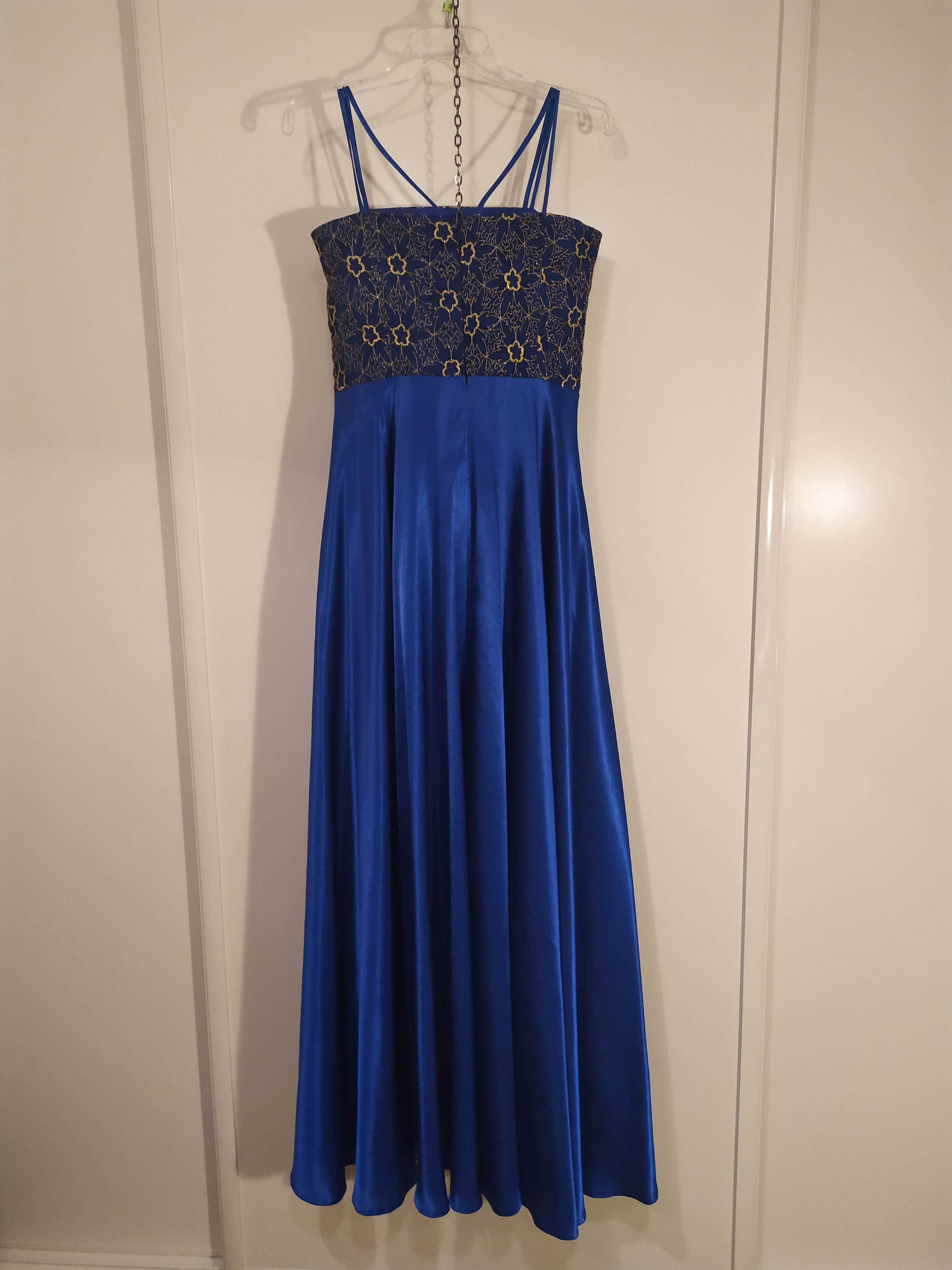 Niebieska suknia balowa/ koktailowa długa r. S