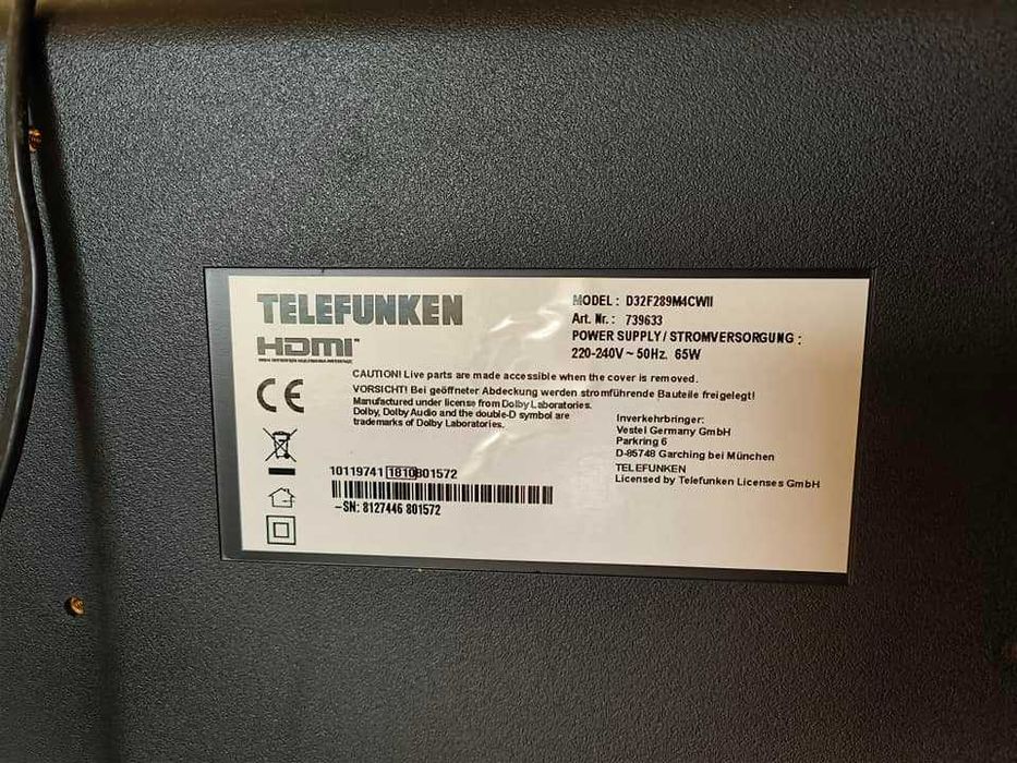 Telewizory 32" LED FullHD DVB-T2 oraz DVB-S2 CI USB brak podświetlenia