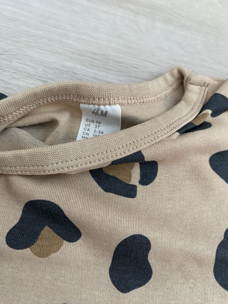 body z długim rękawem panterka 98 H&M