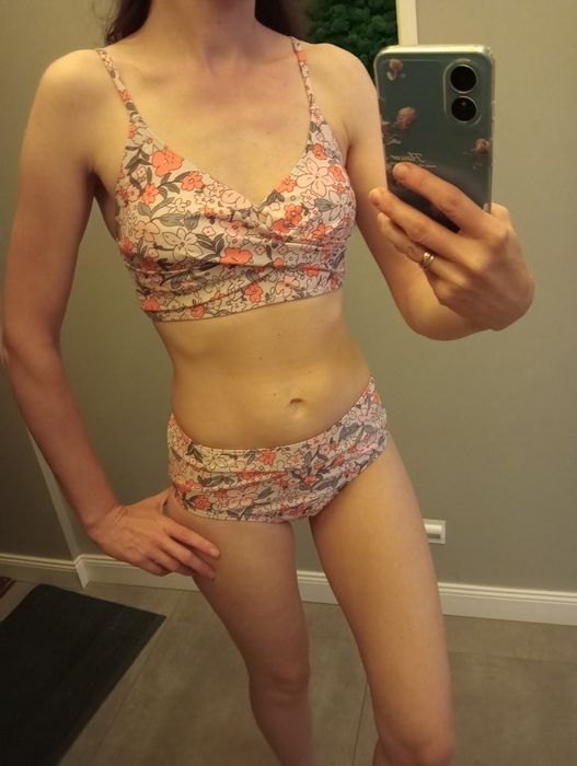 Strój kąpielowy, w kwiaty, kwiatki, wyższy stan, S, 36