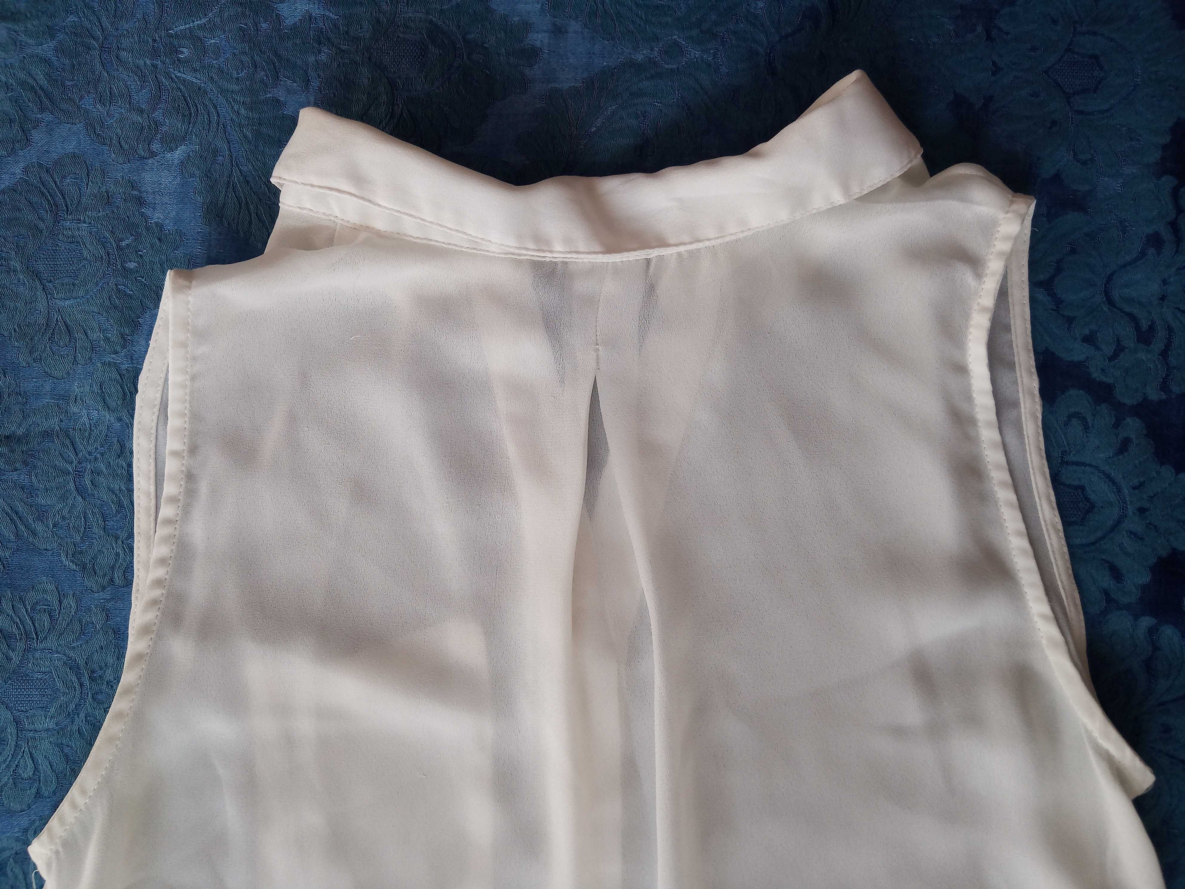 Bluzka damska AMISU; biała tunika bezrękawnik; r. 8, 34-36