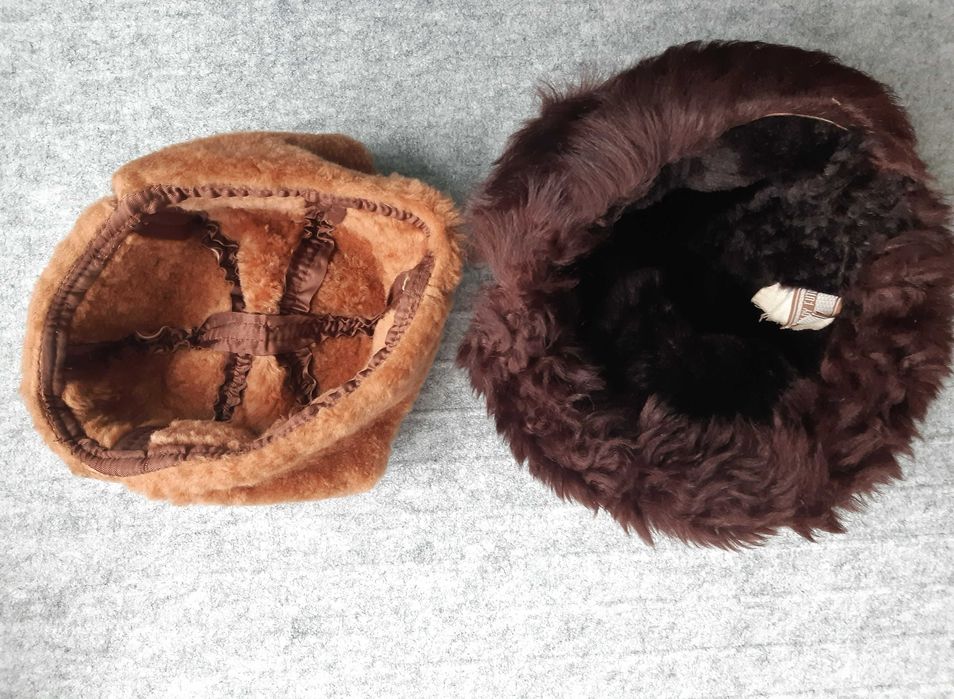 Czapka uszatka PRL skórzano-futrzana Żywieckie Zakłady Futrzarskie