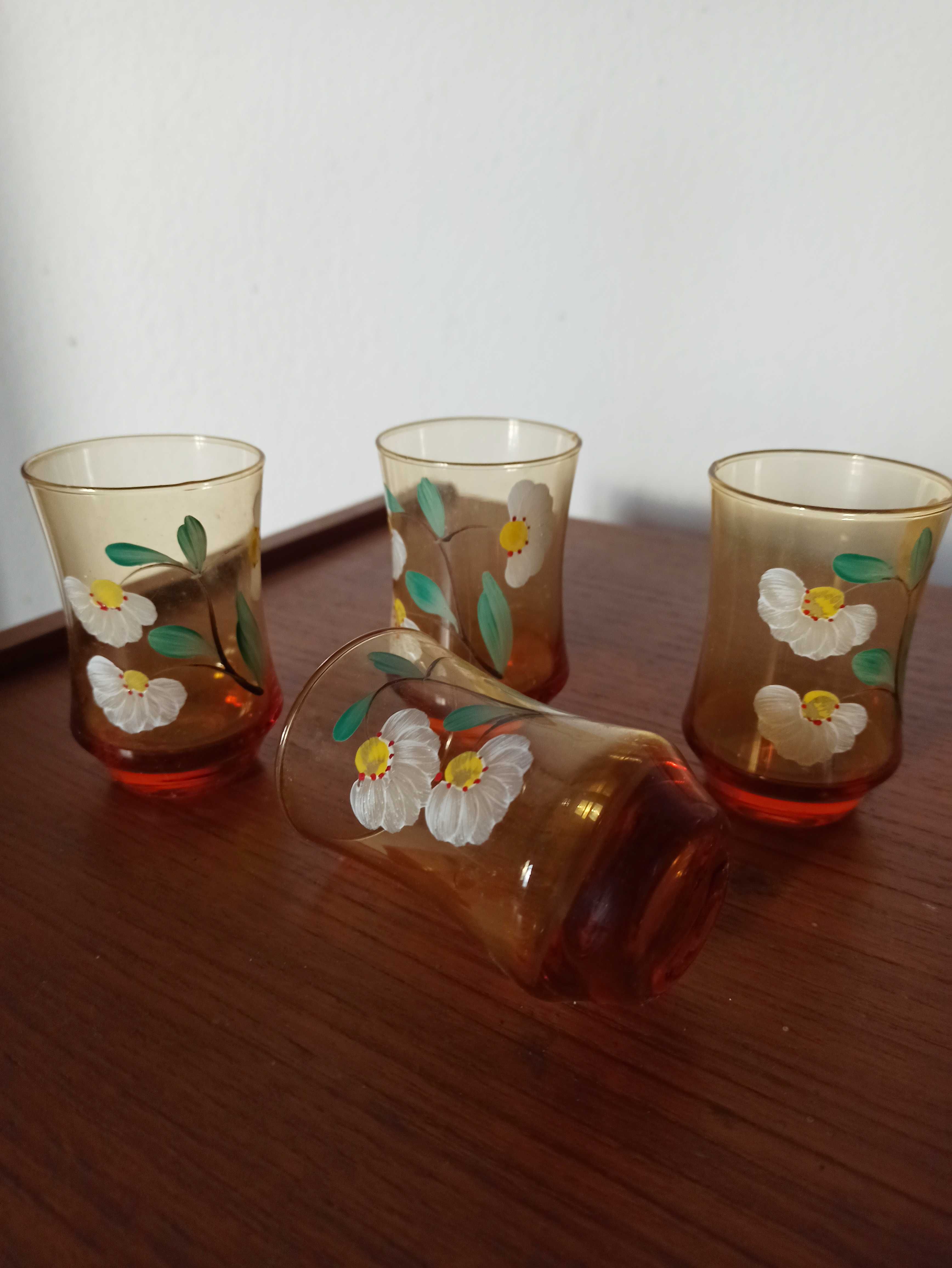 5 szt. Ręcznie malowane szklaneczki/ kieliszki vintage komplet