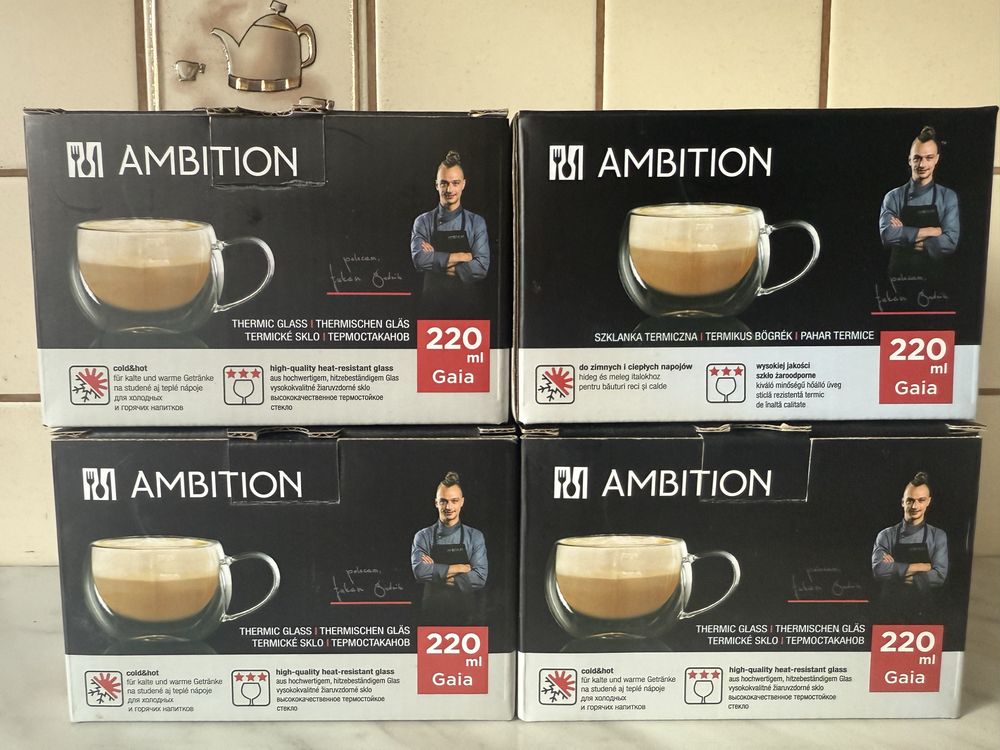 Zestaw 4 nowych termicznych szklanek Ambition