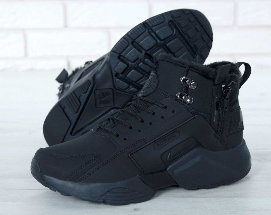 Мужские зимние кроссовки с мехом Nike Huarache Acronym "Black" 40-45