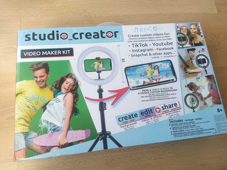 Kit com acessórios para gravação de vídeos caseiros