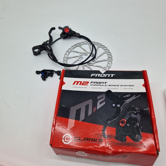 Nowy hamulec hydrauliczny CLARKS M2 Przód komplet z tarcza i śrubami