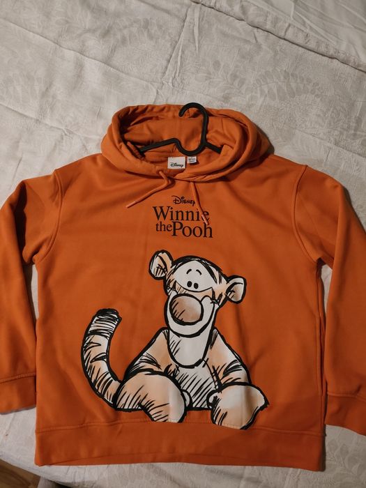 Bluza z kapturem Disney pomarańczowa Tygrysek tigger kieszenie jak now