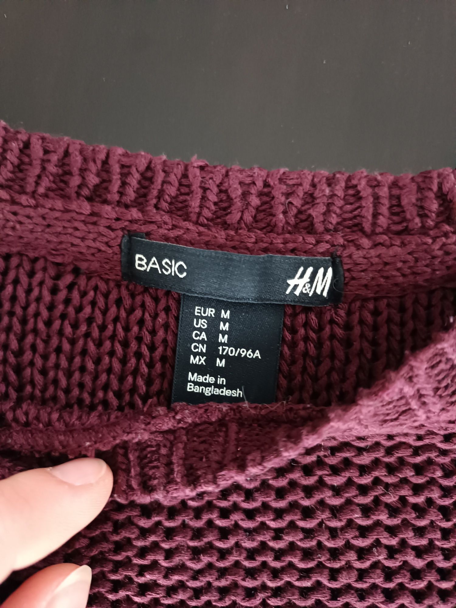 Sweter damski h&m bordowy fioletowy m