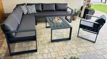 Meble ogrodowe zestaw naroznik loft poduchy