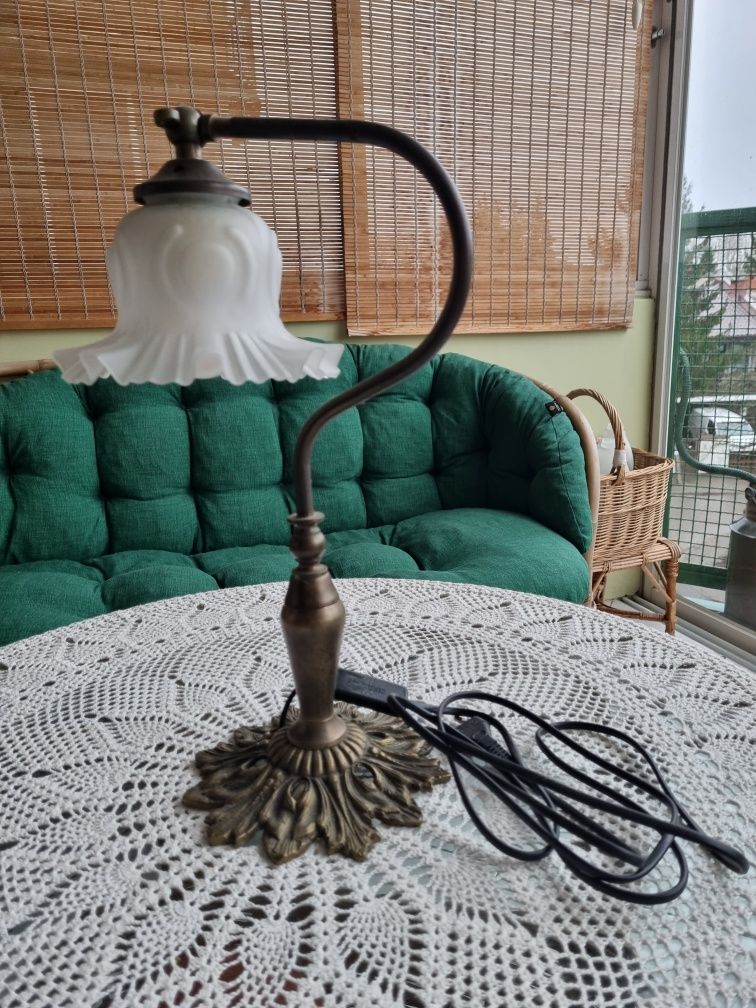 Lampy mosieżne vintage 3 szt. z kloszami