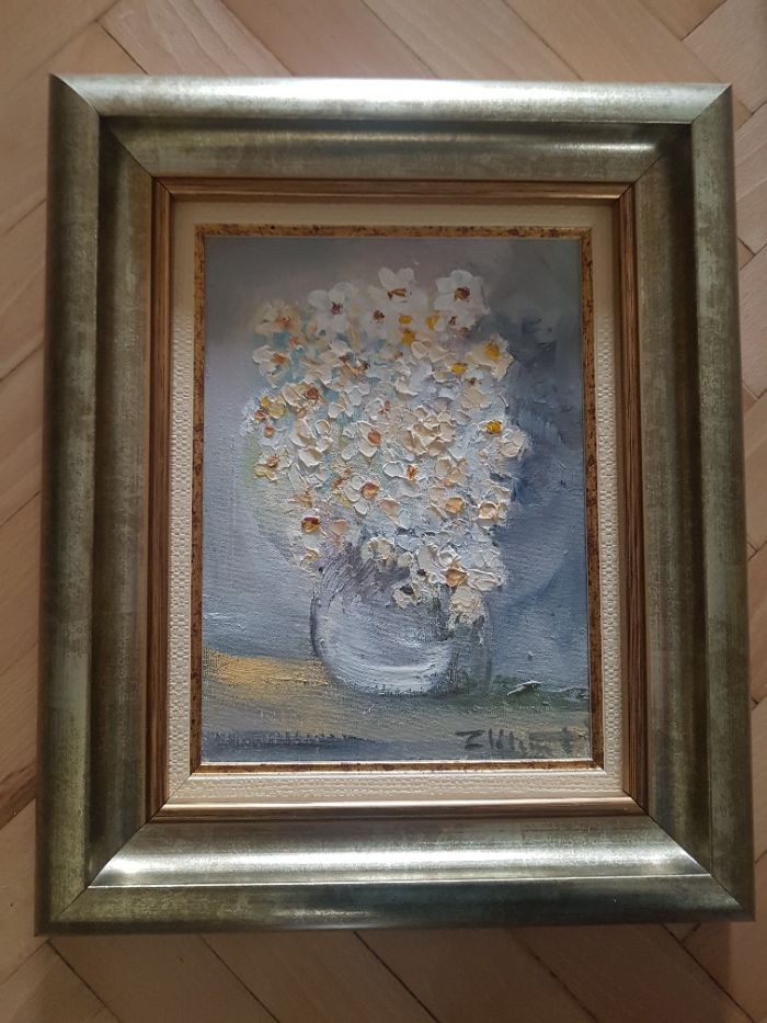 Obraz olejny bukiet kwiatów w wazonie zima Zygmunt Kłosowski