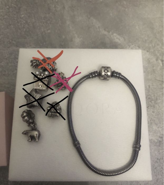 Цепочка браслет шармы pandora раритет биколор