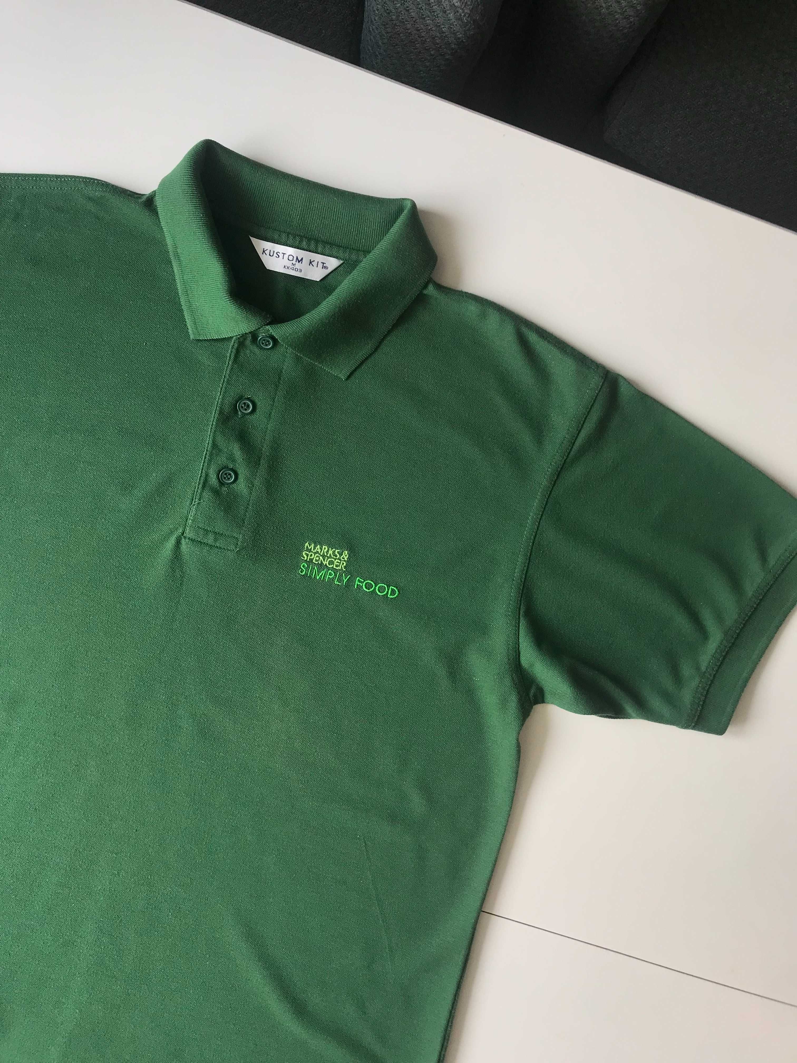 Marks&Spencer vintage koszulka polo zielona na krótki rękaw M L  M&S