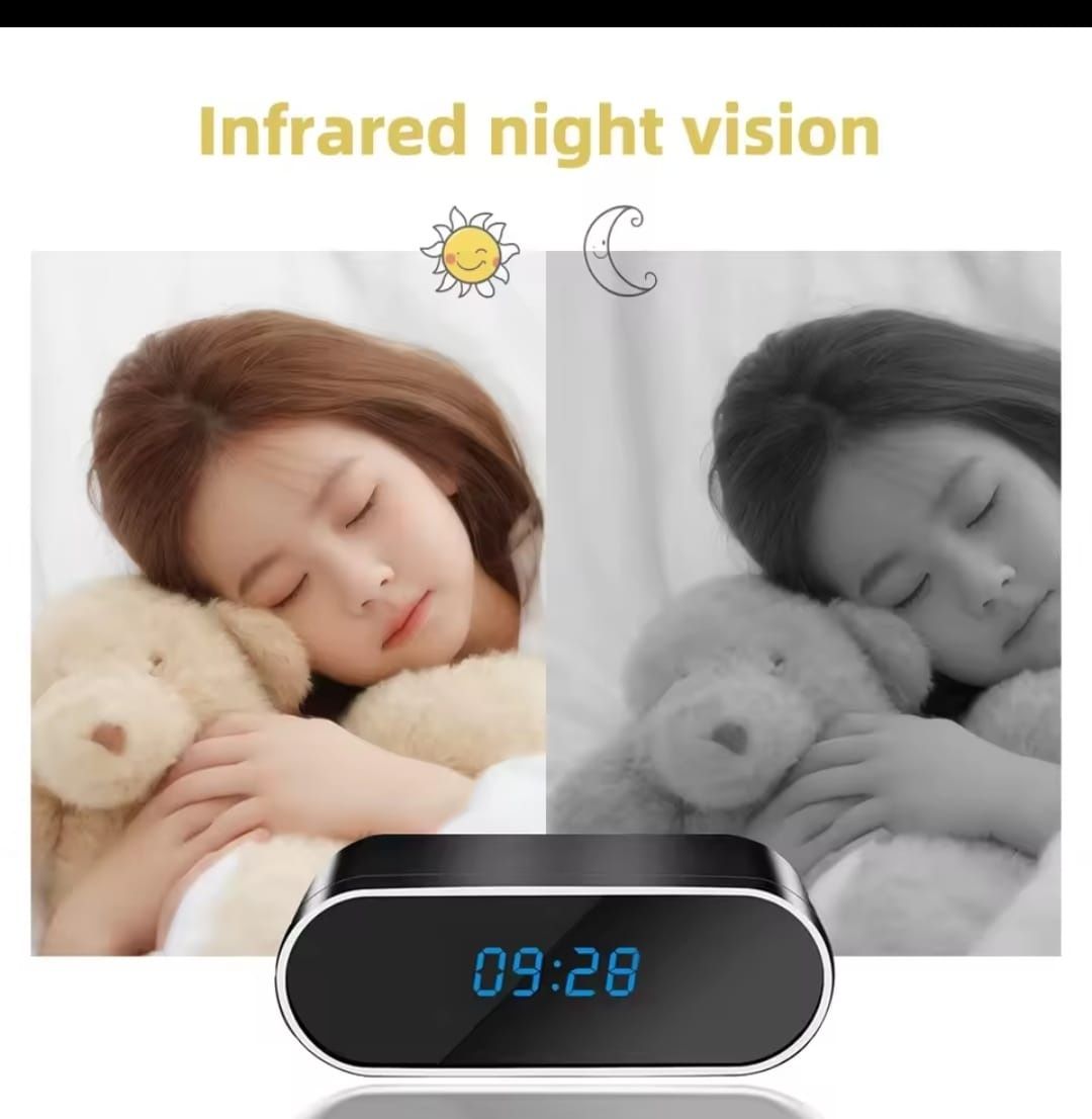 Budzik kamera szpiegowska ukryta wifi detekcja aku mikrofon
