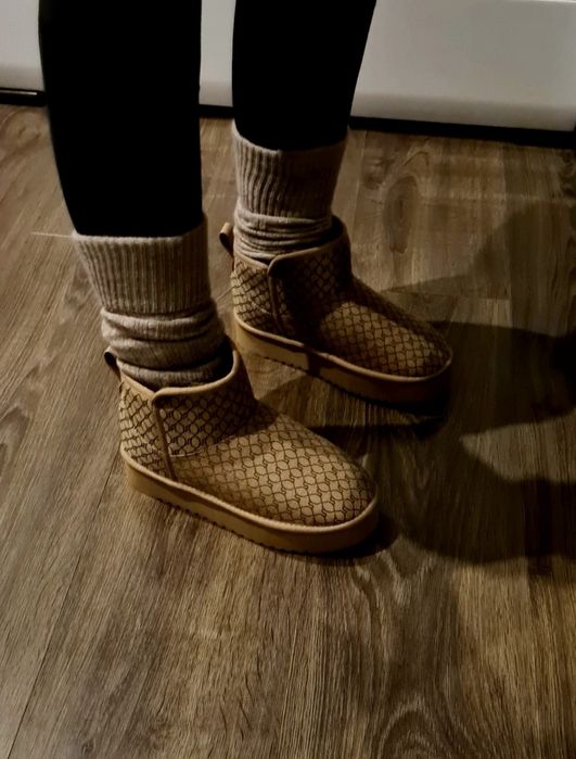 Śniegowce damskie River Island na szeroką stopę brąz r. 43 /wkł. 28 cm