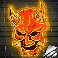 Неоновая вывеска Hannya mask neon sign oni demon