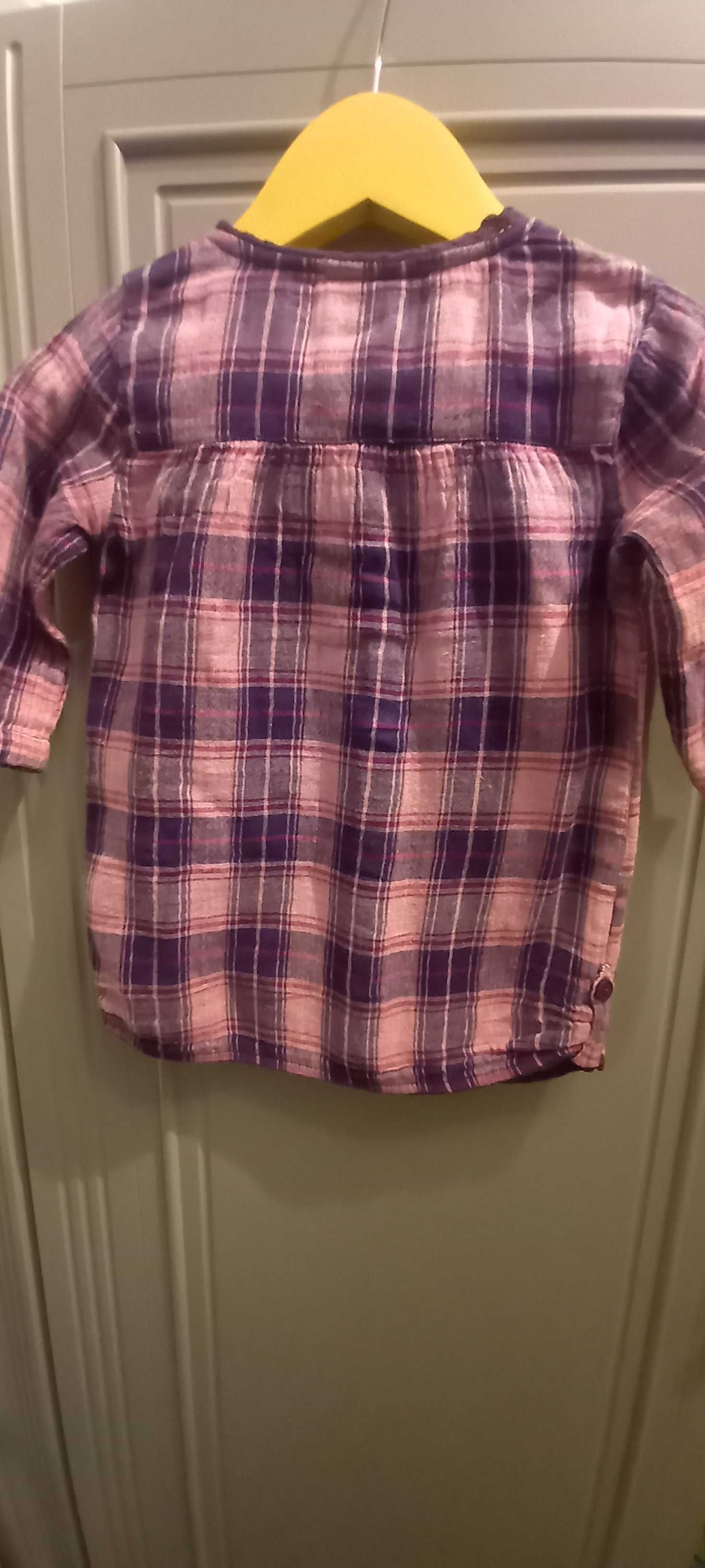ROZPINANA bluzka koszulowa-tunika dla dziewczynki. 86 cm.