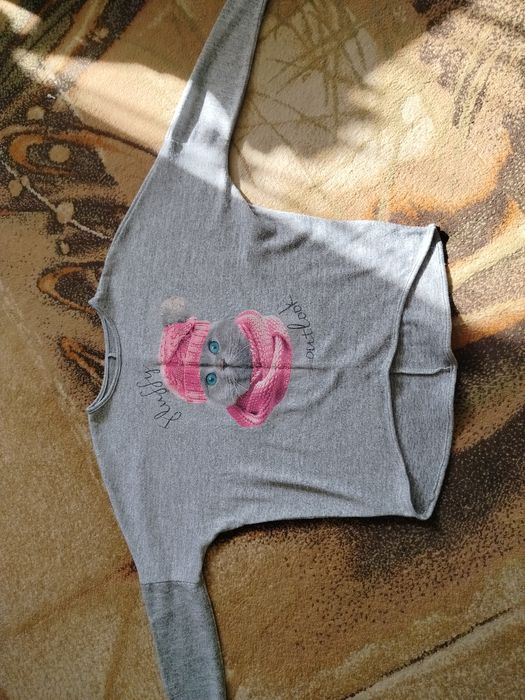 Sweter, bluzka szara srebrna rozm. 146-252