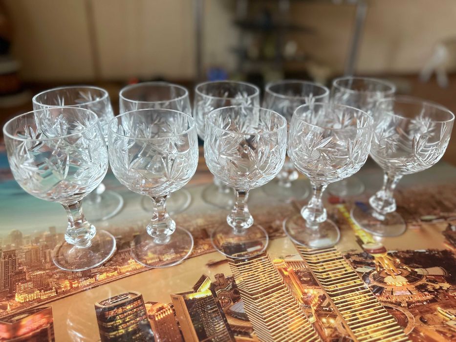 кришталеві хрустальные бокали великі для кон"яка, вина 10 штук