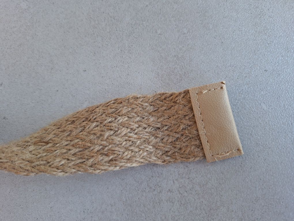 Pasek pleciony beżowy boho