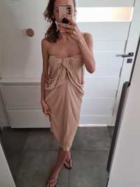 H&M S 36 Xs rewelacyjna sukienka beżowa nude 5w1 lato wyjazd