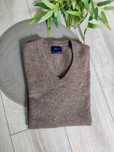 Sweter Gant melanż szaro brązowy 100% wełna Lamb wool M classic premiu
