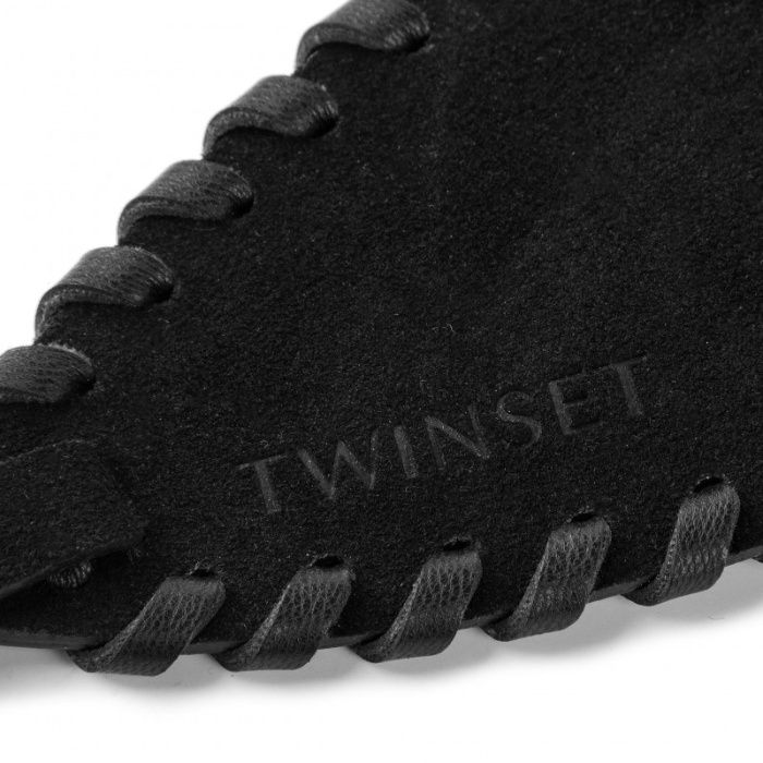 Pasek damski skórzany zamszowy TWINSET czarny