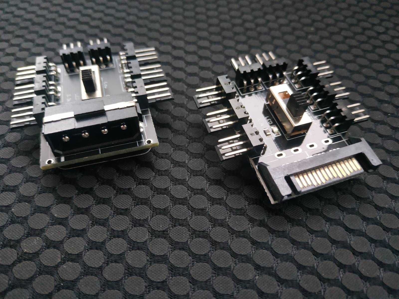 ХАБ для кулеров, разветвитель питания 3pin на SATA / MOLEX FAN HUB