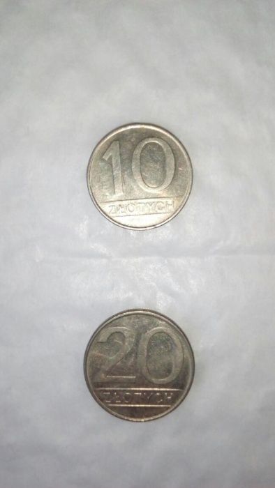 Monety o nominale 10 i 20 złotych z lat 80 tych