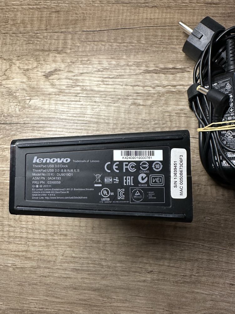 Stacja dokujaca Lenovo ThinkPad USB 3.0 Dock DU9019D1