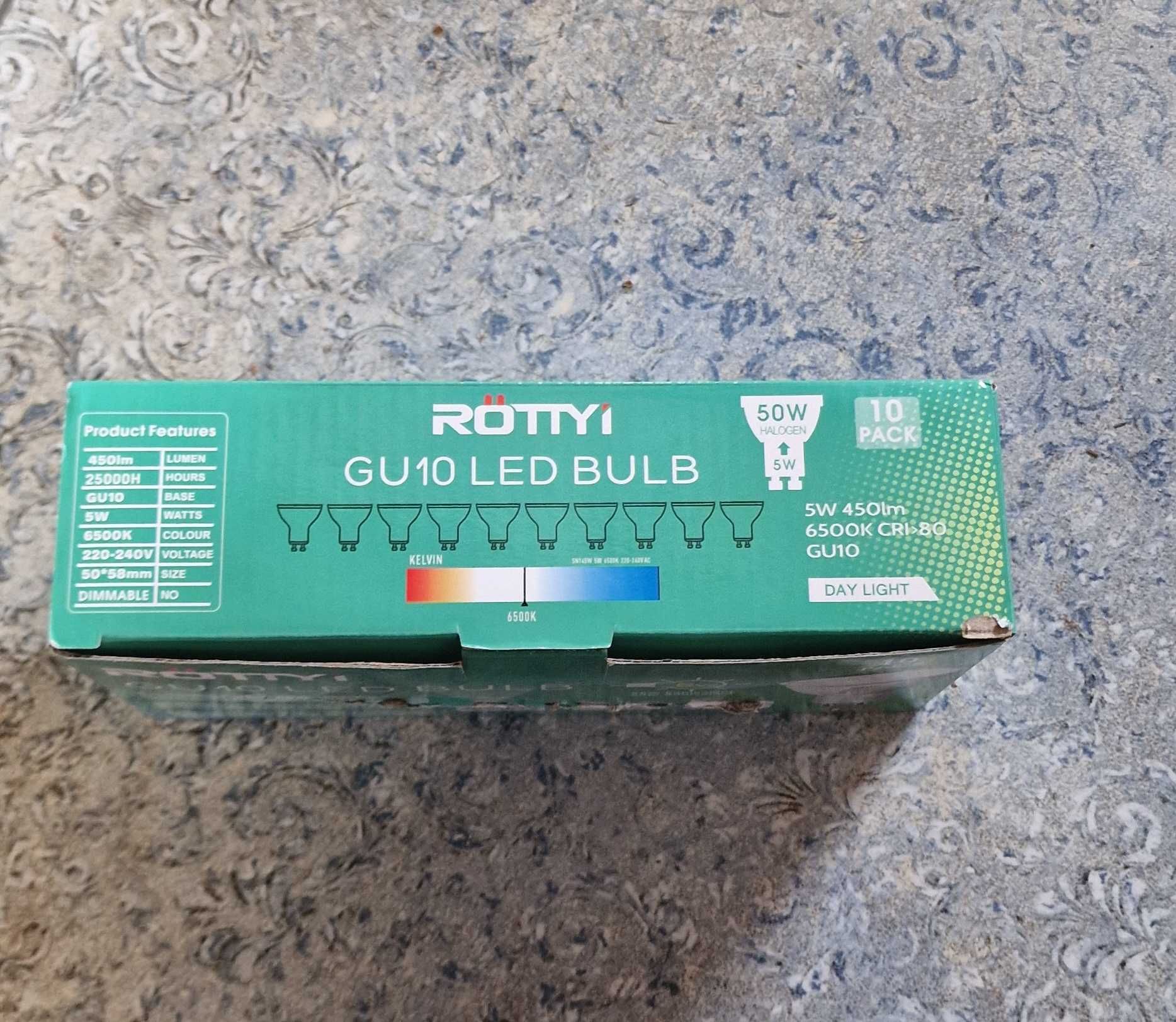 Żarówki LED  GU10 - 10szt./ 5 W / 6500K - 450 lm