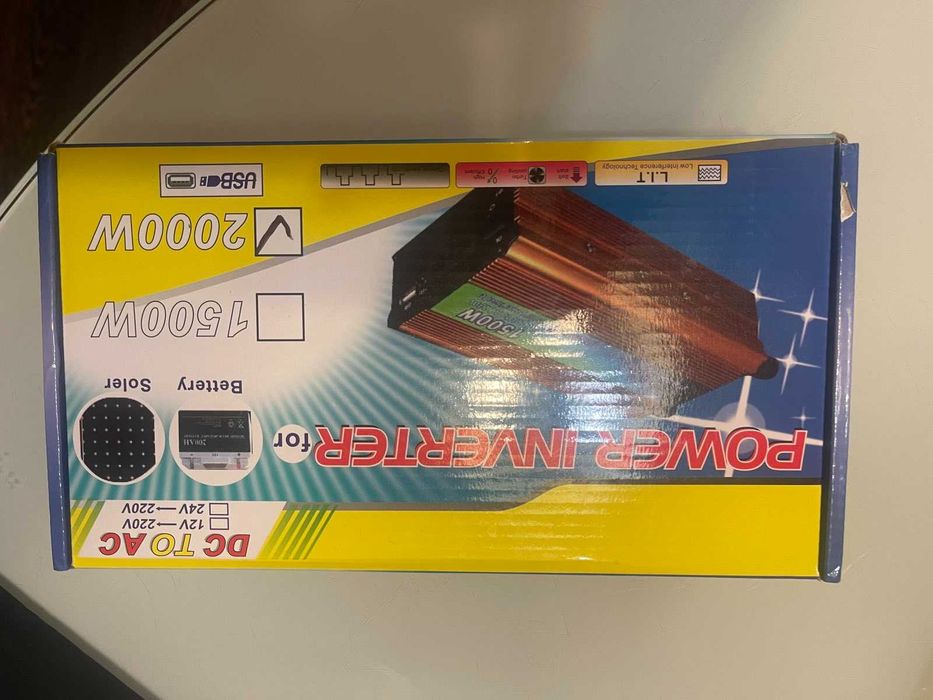 Інвертор напруги, 2000 вт 12/220 V Чиста Синусоїда ETY 108 TY