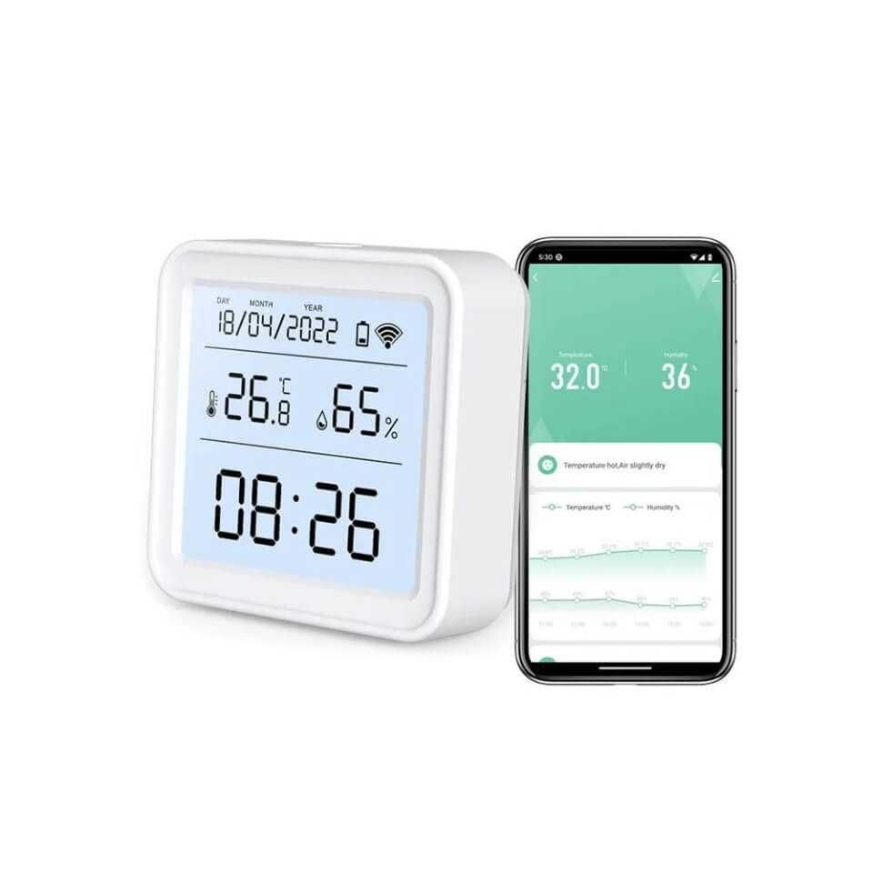 Smart Life Czujnik Higrometr Termometr Zegar i Datownik Tuya z WiFi