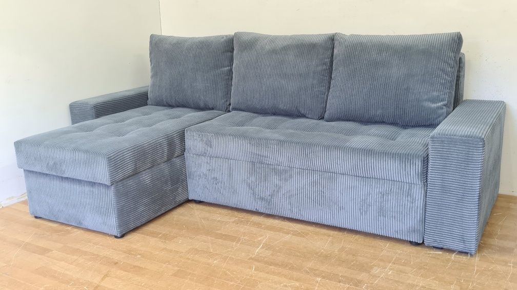 Nowy Narożnik sprężyny automat sztruks welur plusz sofa rogówka kanapa