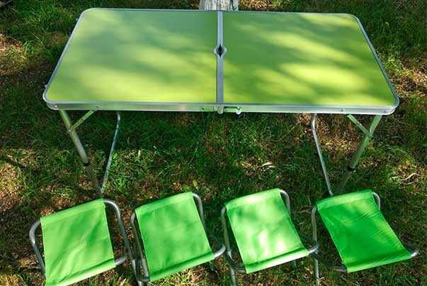 Стіл для пікніка, кемпінгу туризму саду, 4 стільці світле дерево