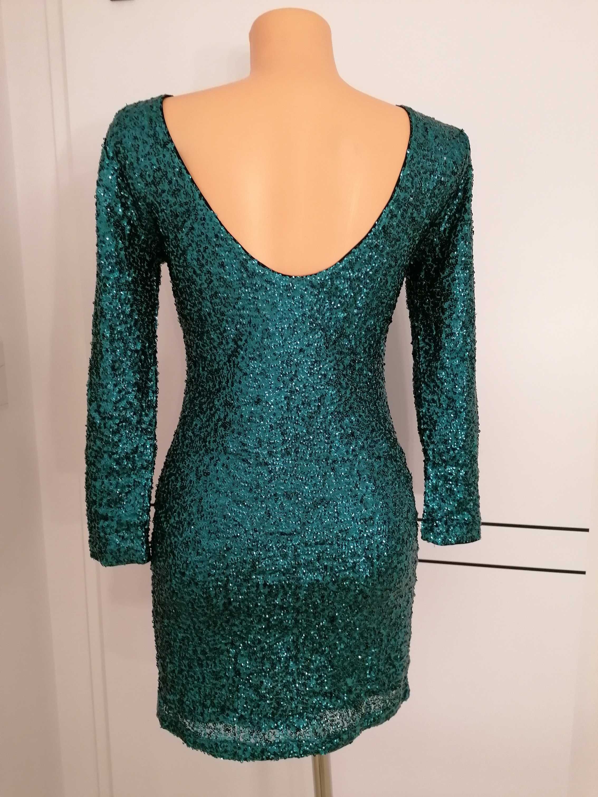 Sukienka wieczorowa H&M w zielone cekiny