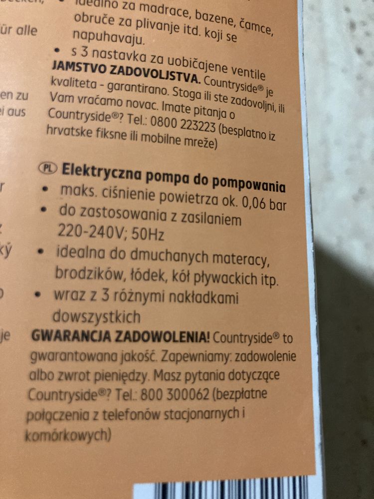 Elektryczna pompka do materacy basenów 220-240V