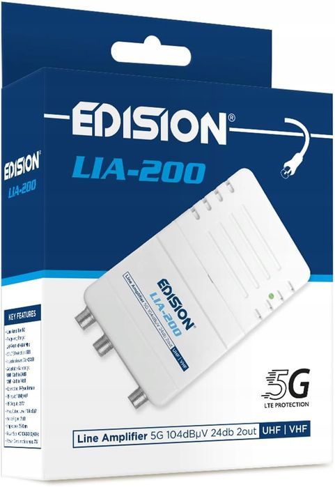 wzmacniacz antenowy edison lia-200 dvb-t/t2 filtr 5g lte wewnętrzny