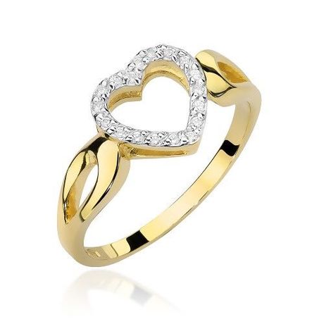 Pierścionek zaręczynowy serce diament brylanty złoto 585