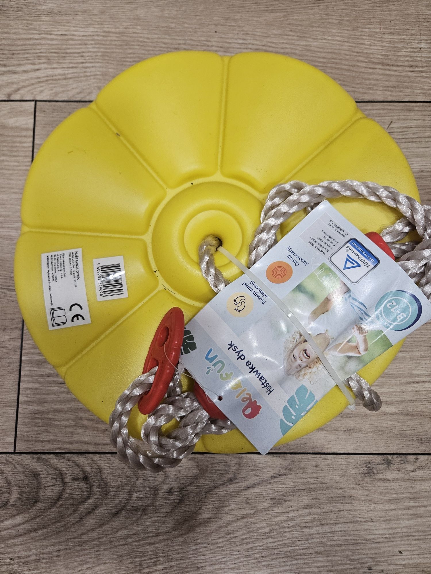 Huśtawka dysk plastikowa żółta elefun ogrodowa