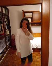 Blusa branca plissada S Zara