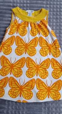 Bluzka tunika H&M 86-92 cm, 2 lata motyle lato