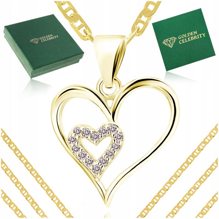 Złoty Łańcuszkek Z Serduszkiem 925/585 Prezent Dla Niej Nauczycielki M