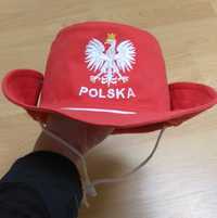 Czerwony kapelusz kibica Polska - jak nowy