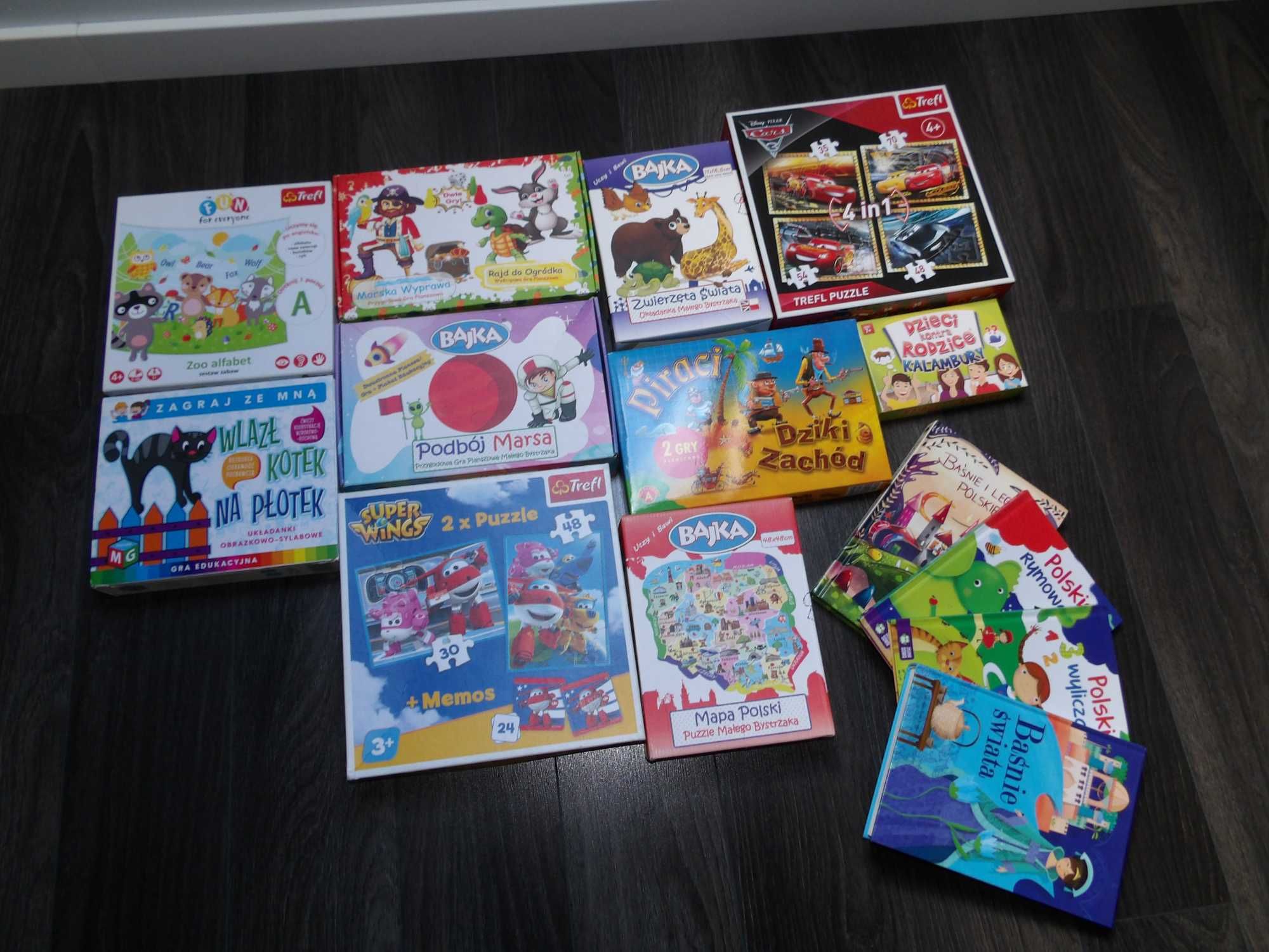 Zestaw gier, książek, puzzli dla dzieci