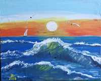 Krajobraz morski akryl obraz malowany ręcznie